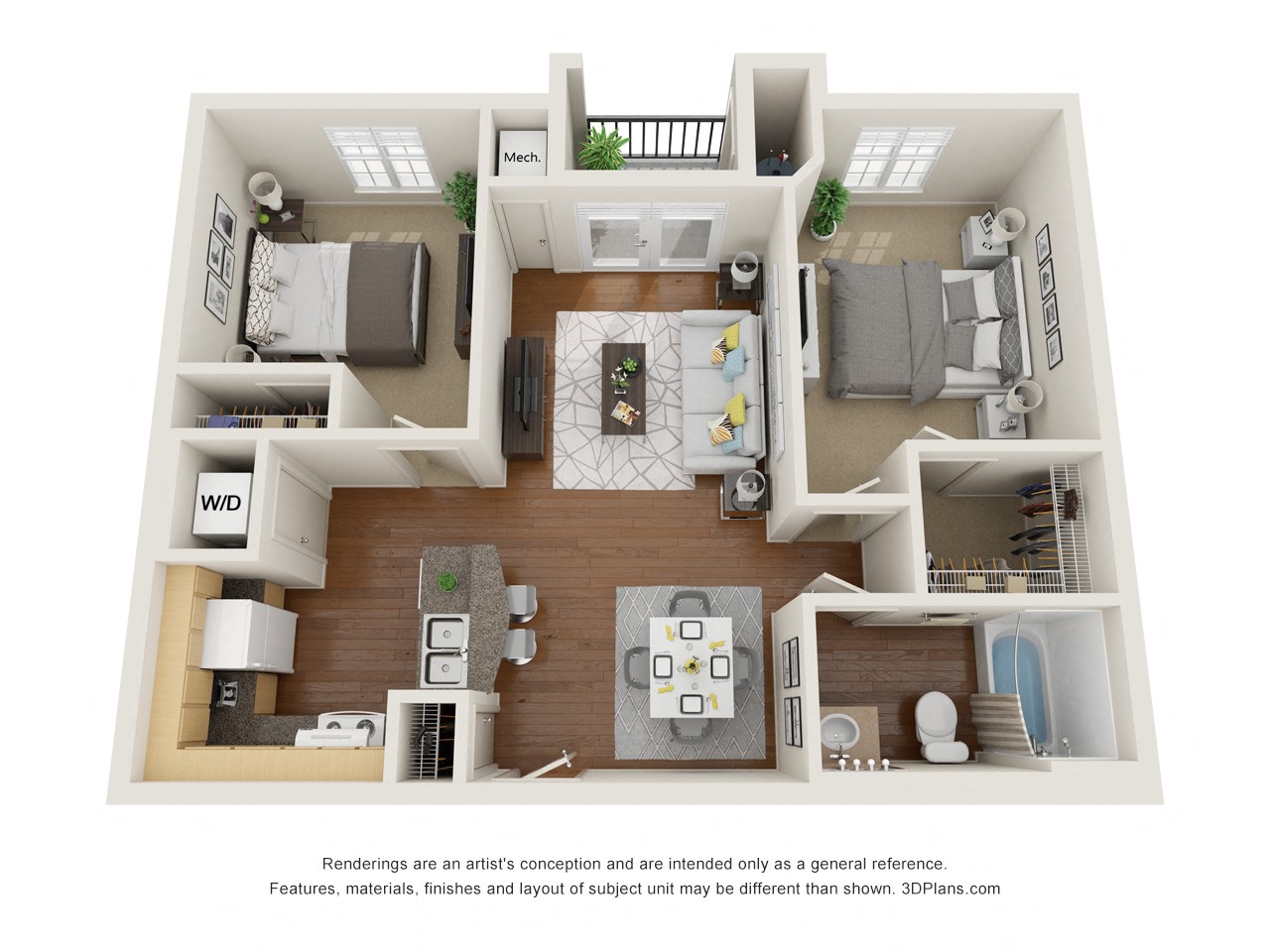 Floor plan layout diagram for 2x1 A TC 60